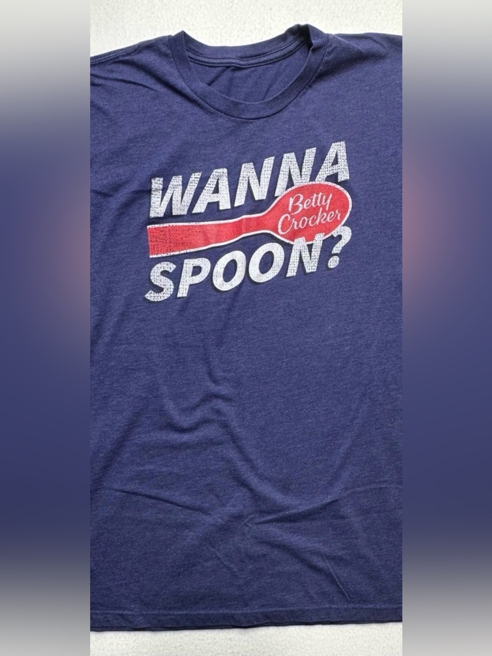 Vintage Inspired Betty Crocker Spoon Graphic Tee Navy Blue Casual Y2K XL